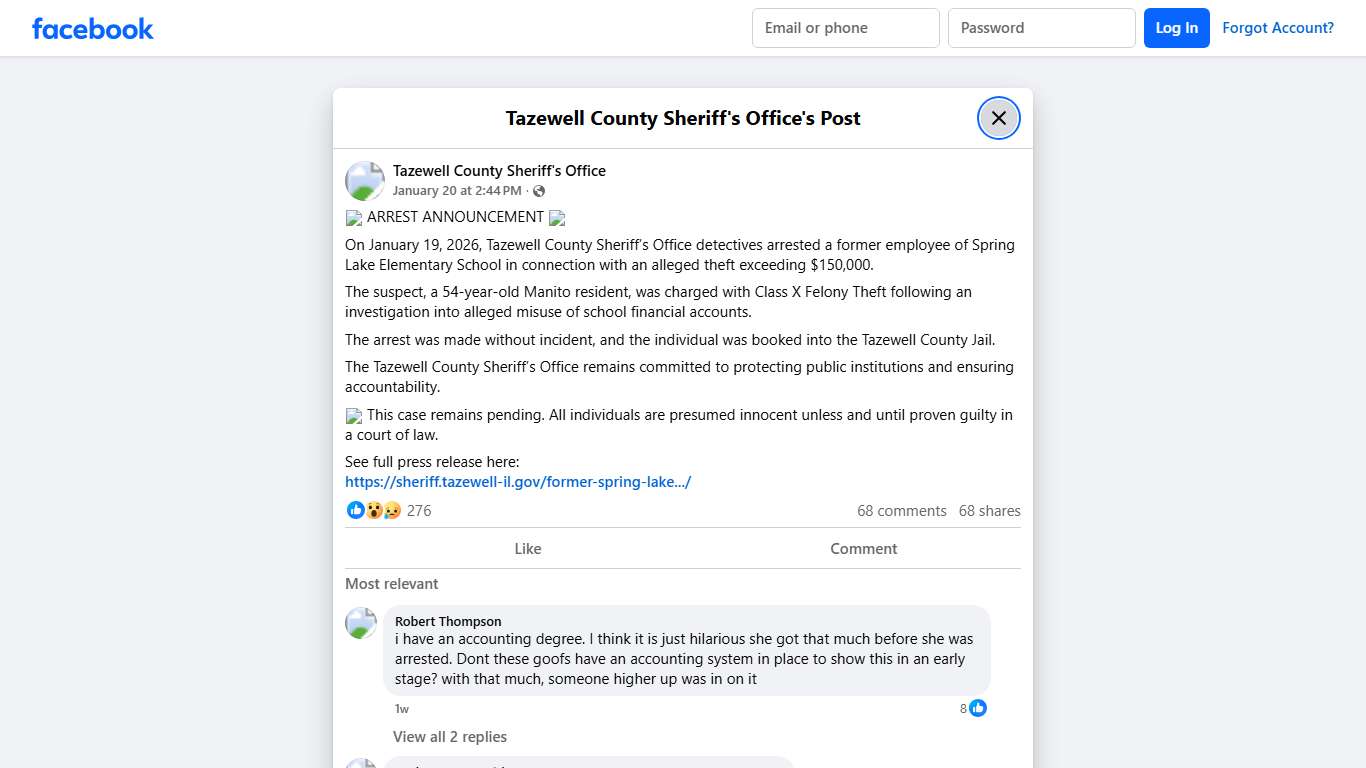 🚨 ARREST ANNOUNCEMENT 🚨... - Tazewell County Sheriff's Office Facebook